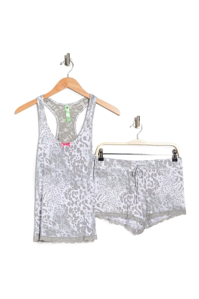Shop Honeydew Intimates Lace Racerback Tank & Shorts 2-piece Pajama Set In Cinderleopard