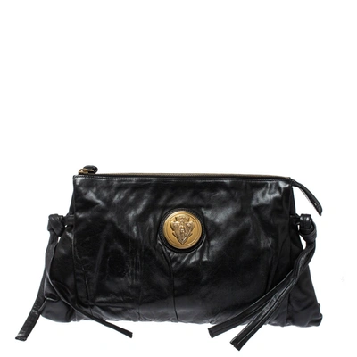 Pre-owned Gucci Black Leather Large Hysteria Clutch