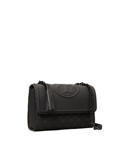Shop Tory Burch Fleming Matte Convertible Shoulder Bag In Black