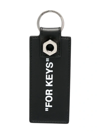 Shop Off-white Quote Logo-print Keyring In Black