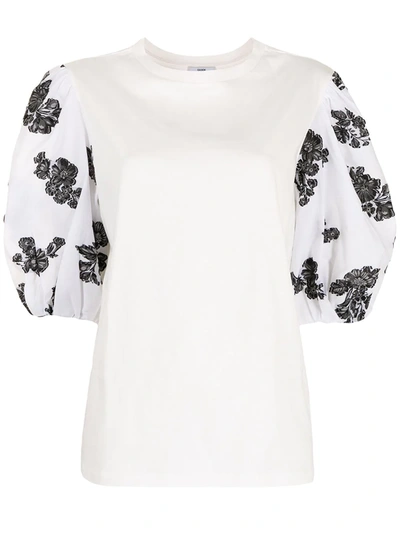 Shop Erdem Floral Puff-sleeve Top In White