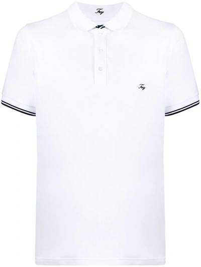 Shop Fay Embroidered Logo Polo Shirt In White