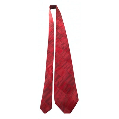 Pre-owned Dkny Silk Tie In Red