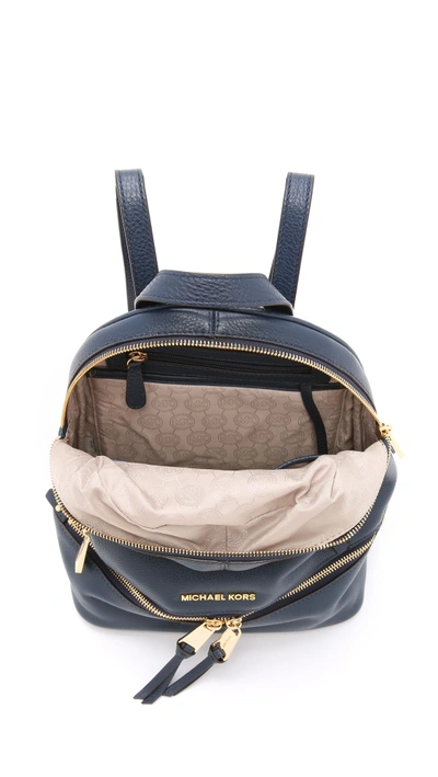 Shop Michael Michael Kors Rhea Backpack In Navy