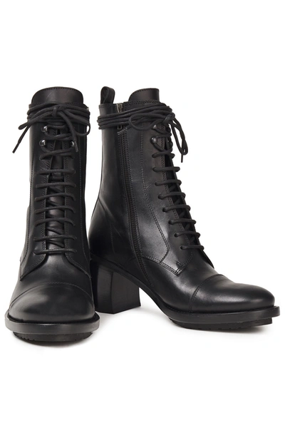 Shop Ann Demeulemeester Lace-up Leather Ankle Boots In Black