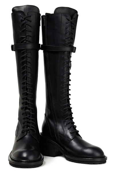 Shop Ann Demeulemeester Lace-up Leather Knee Boots In Black