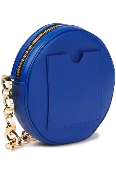 Shop Balmain Disco Logo-embossed Leather Shoulder Bag In Cobalt Blue