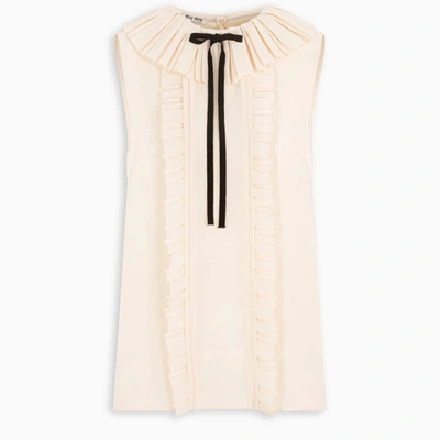 Shop Miu Miu Peach Crepe De Chine Blouse In Pink