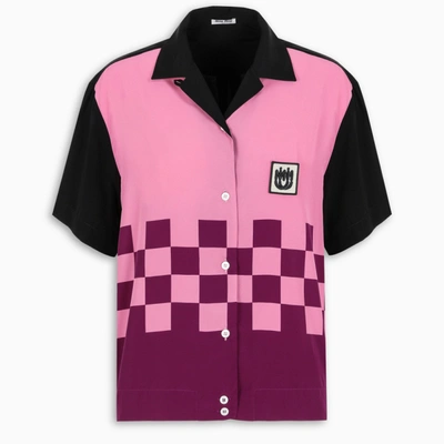 Shop Miu Miu Black And Pink Bowling Shirt