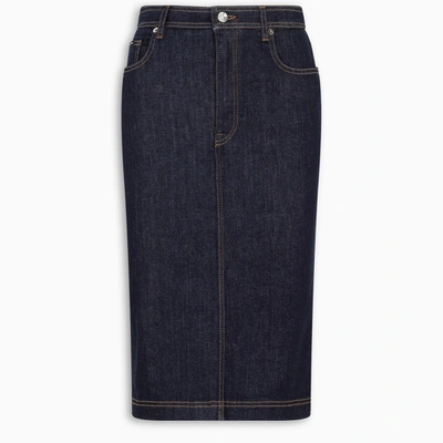 Shop Dolce & Gabbana Denim Pencil Skirt In Blue