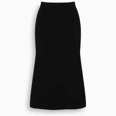 Shop Balenciaga A-line Skirt In Ribbed Technical Wool In Black