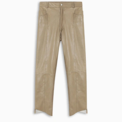 Shop Manokhi Doma Beige Leather Trousers