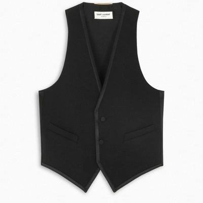 Shop Saint Laurent Black Wool Waistcoat