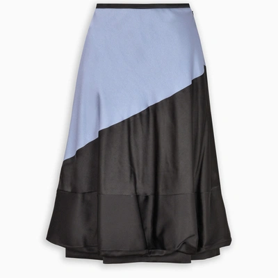 Shop Loewe Color Block Flared Skirt In Grey