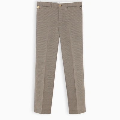 Shop Burberry Houndstooth Tailored Trousers In Beige