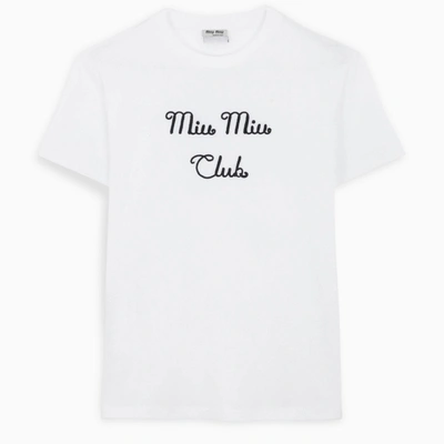 Shop Miu Miu White T-shirt With Embroidered Logo