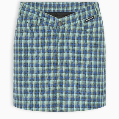 Shop Balenciaga Checked Mini Skirt In Blue