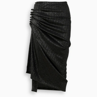 Shop Rabanne Black Lurex Flared Skirt