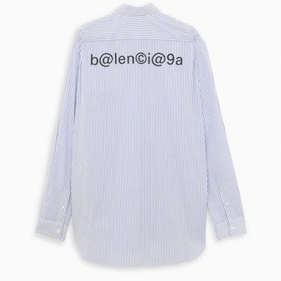 Shop Balenciaga White/blue Striped Casual Shirt