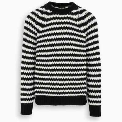 Shop Roberto Collina Black/white Striped Sweater