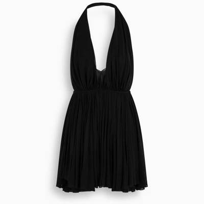 Shop Saint Laurent Black Halterneck Mini Dress