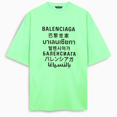 Shop Balenciaga Fluo Green/black Logo T-shirt