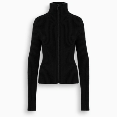 Shop Bottega Veneta Black Ribbed Cardigan