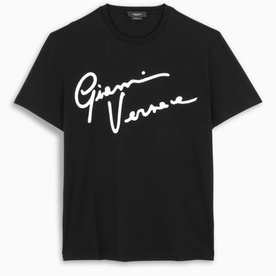 Shop Versace Black/white Logoed T-shirt