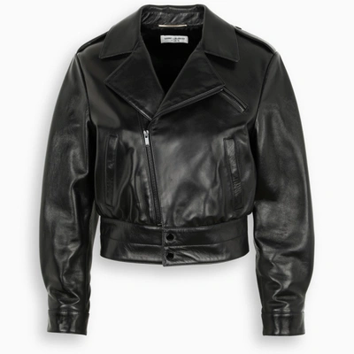 Shop Saint Laurent Black Biker Leather Jacket