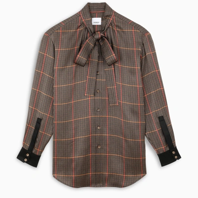 Shop Burberry Brown Bow-collar Shirt In Multicolor