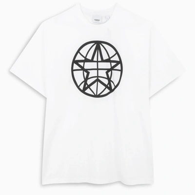 Shop Burberry White/black Globe Graphics T-shirt