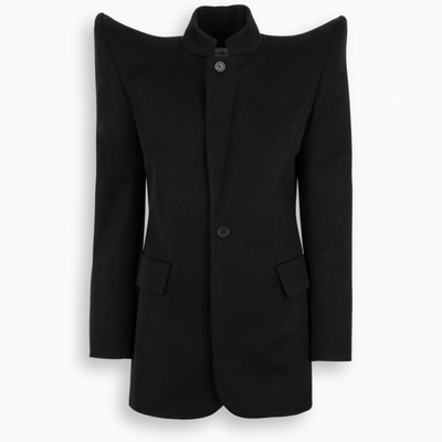 Shop Balenciaga Single-breasted Pagoda Jacket In Black