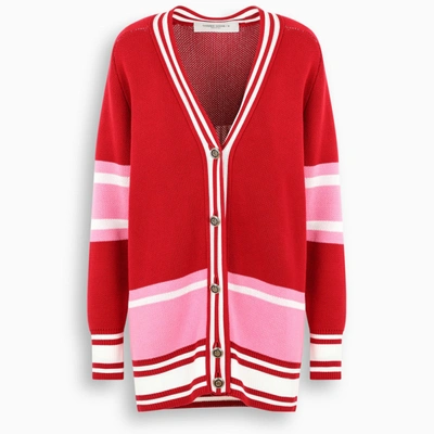Shop Golden Goose Red/pink/white Long Cardigan In Multicolor