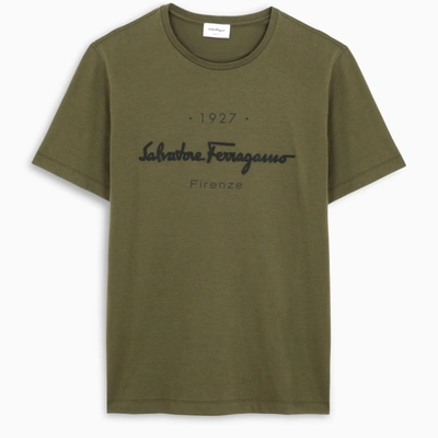 Shop Ferragamo Green Logo T-shirt