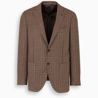 Shop Gabriele Pasini Checked Single Breasted Jacket In Brown