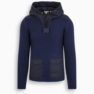 Shop Moncler Men's Blue English Rib-knit Sweater