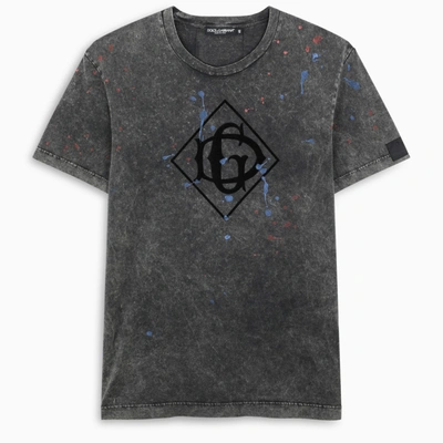 Shop Dolce & Gabbana Splash Effect Dg T-shirt In Black