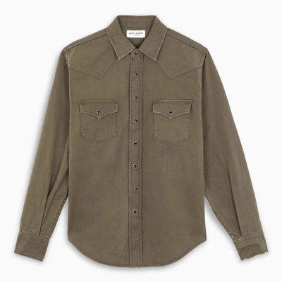 Shop Saint Laurent Khaki Wester Style Shirt In Green