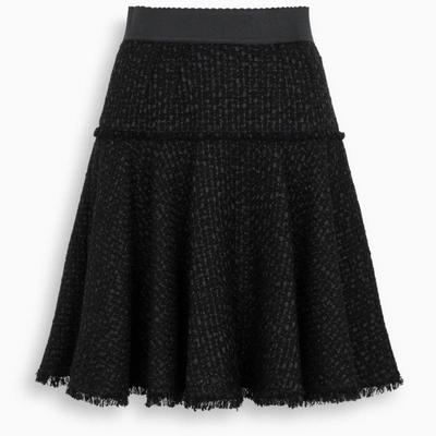 Shop Dolce & Gabbana Tweed Flared Skirt In Black