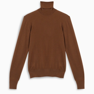 Shop Dolce & Gabbana Light-brown Turtleneck Sweater In Beige