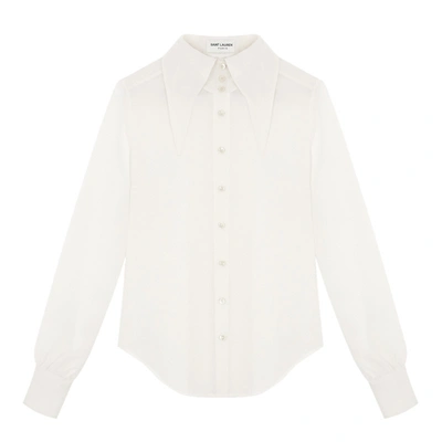 Shop Saint Laurent Ivory Shirt With Oversized Pointed Collar In White