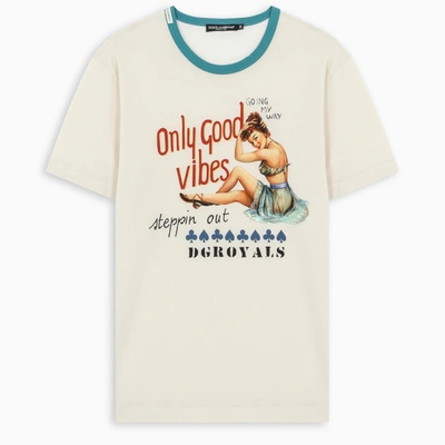 Shop Dolce & Gabbana Only Good Vibes T-shirt In White