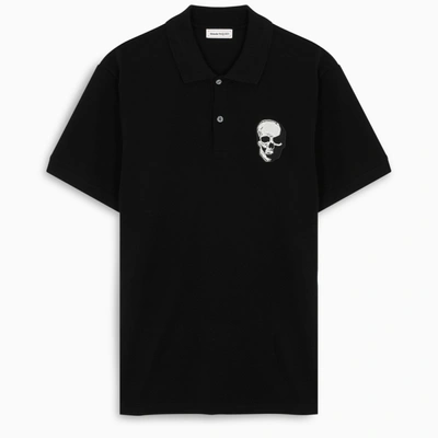 Shop Alexander Mcqueen Black Skull Print Polo Shirt