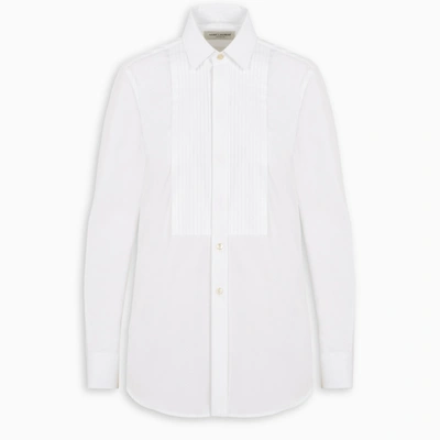 Shop Saint Laurent White Shirt With Pleated Bib