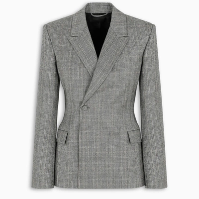 Shop Balenciaga Single Breasted Checked Blazer In Beige