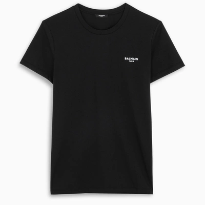 Shop Balmain Black/white Logo Print T-shirt