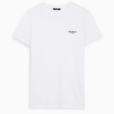 Shop Balmain White/black Logo Print T-shirt