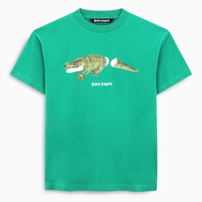 Shop Palm Angels Green Crocodile T-shirt