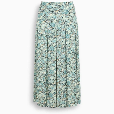 Shop Gucci Liberty Floral Print Skirt In Light Blue