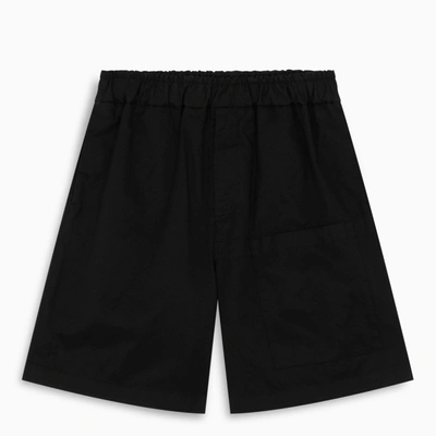 Shop Jil Sander Black Gabardine Cotton Shorts